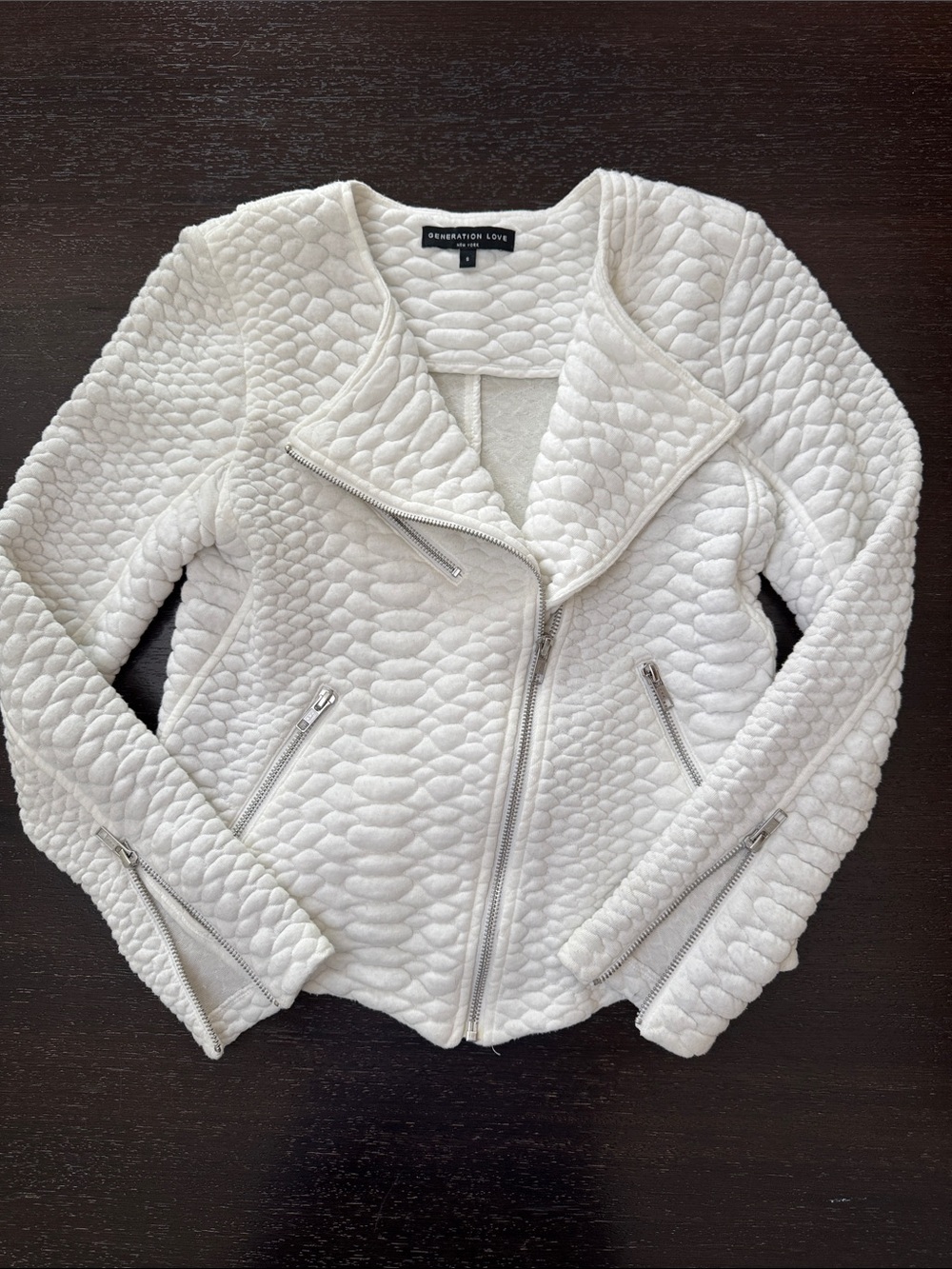 Generation Love White Quilted Moto Bomber Jacket